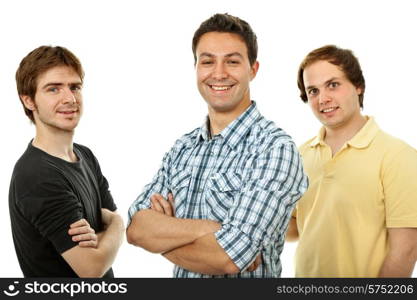 three casual men isolated on white background