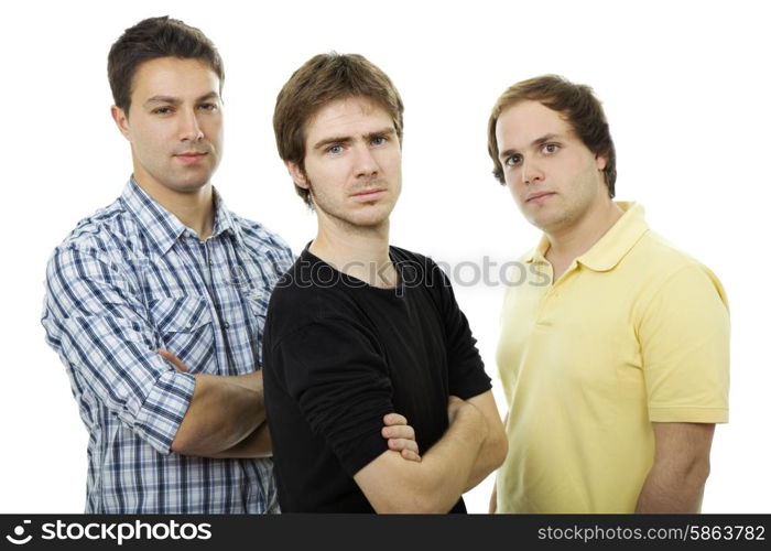 three casual men isolated on white background