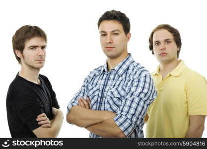 three casual men isolated on white background