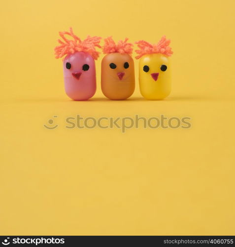 three chickens made egg toy boxes