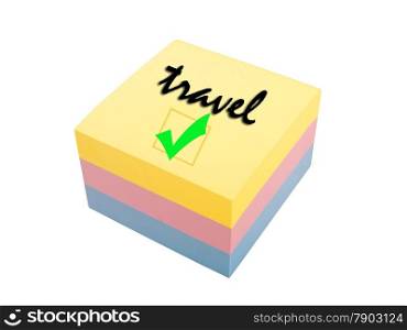 three color block of post it notes