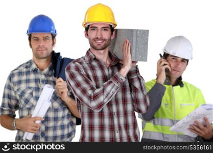 Three construction workers
