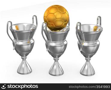 Three Cups with ball. 3d