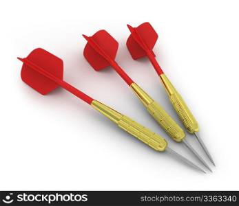 Three darts isolated on white background