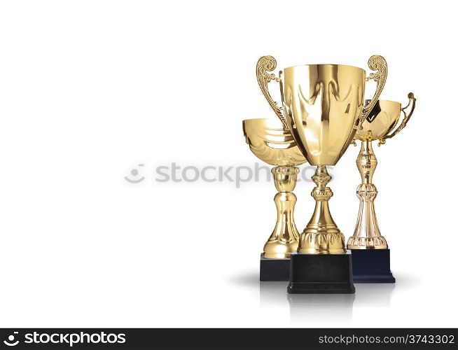three different kind of trophies. Isolated on white background
