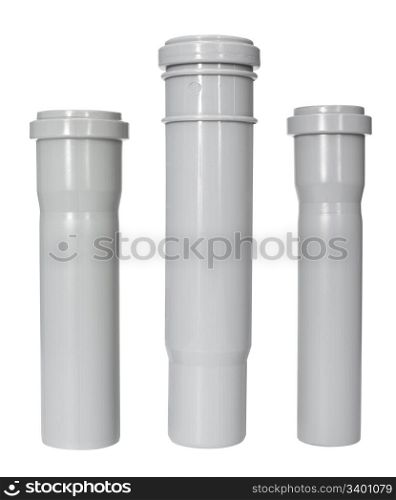 three different PVC fittings - draining straight pipes