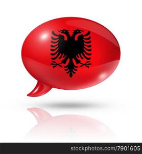 three dimensional Albania flag in a speech bubble isolated on white with clipping path. Albanian flag speech bubble