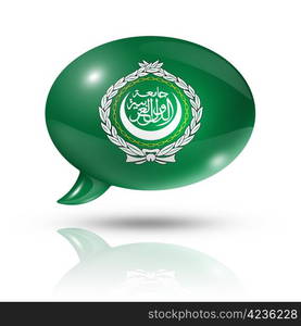 three dimensional Arab League flag in a speech bubble isolated on white with clipping path. Arab League flag speech bubble