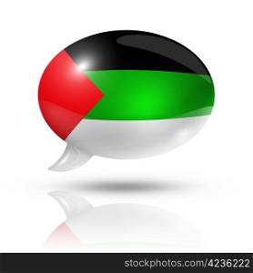 three dimensional Arabic language flag in a speech bubble isolated on white with clipping path. Arabic language flag speech bubble
