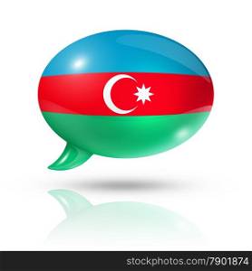 three dimensional Azerbaijan flag in a speech bubble isolated on white with clipping path. Azerbaijani flag speech bubble