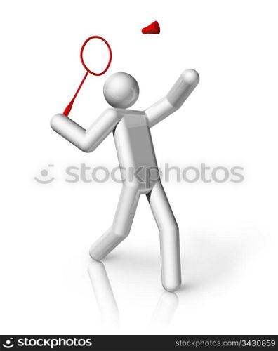 three dimensional badminton symbol, olympic sports series. Badminton 3D symbol