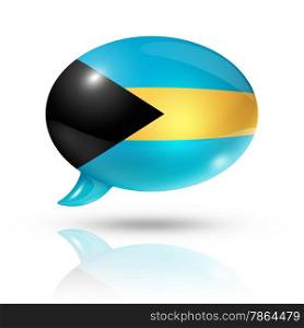 three dimensional Bahamas flag in a speech bubble isolated on white with clipping path. Bahamian flag speech bubble