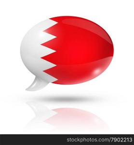 three dimensional Bahrain flag in a speech bubble isolated on white with clipping path. Bahrain flag speech bubble