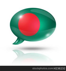 three dimensional Bangladesh flag in a speech bubble isolated on white with clipping path. Bangladeshi flag speech bubble