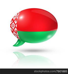 three dimensional Belarus flag in a speech bubble isolated on white with clipping path. Belarus flag speech bubble