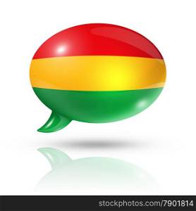 three dimensional Bolivia flag in a speech bubble isolated on white with clipping path. Bolivian flag speech bubble