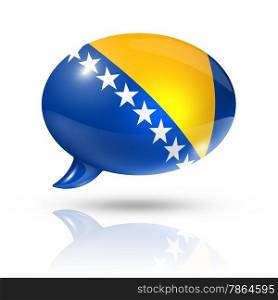 three dimensional Bosnia and Herzegovina flag in a speech bubble isolated on white with clipping path. Bosnia and Herzegovina flag speech bubble