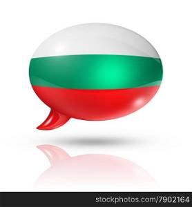 three dimensional Bulgaria flag in a speech bubble isolated on white with clipping path. Bulgarian flag speech bubble