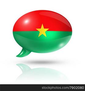 three dimensional Burkina Faso flag in a speech bubble isolated on white with clipping path. Burkina Faso flag speech bubble
