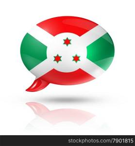 three dimensional Burundi flag in a speech bubble isolated on white with clipping path. Burundian flag speech bubble