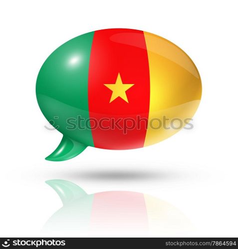 three dimensional Cameroon flag in a speech bubble isolated on white with clipping path&#xA;