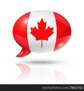 three dimensional Canada flag in a speech bubble isolated on white with clipping path. Canadian flag speech bubble