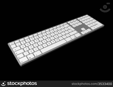 three dimensional computer Keyboard isolated on black. Computer Keyboard