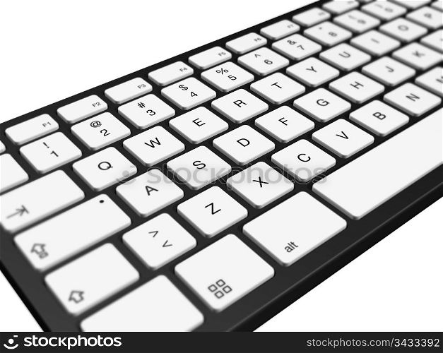 three dimensional computer Keyboard isolated on white. Computer Keyboard