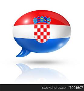 three dimensional Croatia flag in a speech bubble isolated on white with clipping path. Croatian flag speech bubble