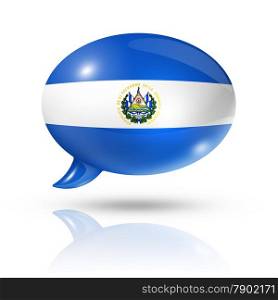 three dimensional El Salvador flag in a speech bubble isolated on white with clipping path. Salvadoran flag speech bubble
