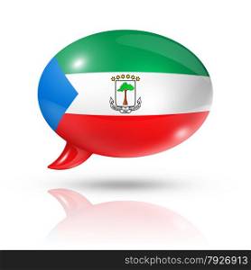 three dimensional Equatorial Guinea flag in a speech bubble isolated on white with clipping path. Equatorial Guinea flag speech bubble