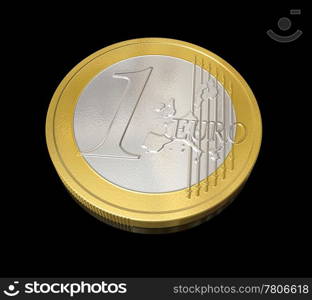 three dimensional euro coin. One euro coin