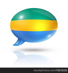 three dimensional Gabon flag in a speech bubble isolated on white with clipping path. Gabonese flag speech bubble