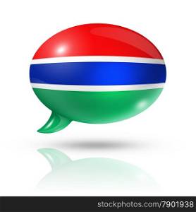 three dimensional Gambia flag in a speech bubble isolated on white with clipping path. Gambian flag speech bubble