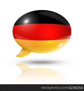 three dimensional Germany flag in a speech bubble isolated on white with clipping path. German flag speech bubble