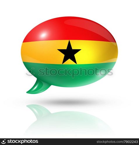 three dimensional Ghana flag in a speech bubble isolated on white with clipping path. Ghanaian flag speech bubble