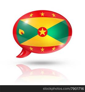 three dimensional Grenada flag in a speech bubble isolated on white with clipping path. Grenada flag speech bubble