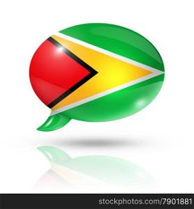three dimensional Guyana flag in a speech bubble isolated on white with clipping path. Guyanese flag speech bubble