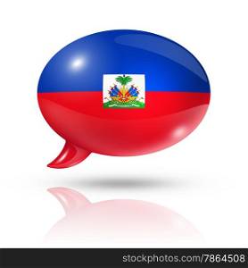 three dimensional Haiti flag in a speech bubble isolated on white with clipping path. Haitian flag speech bubble