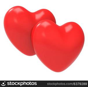 Three Dimensional Hearts Showing Dating Lovers And Marriage