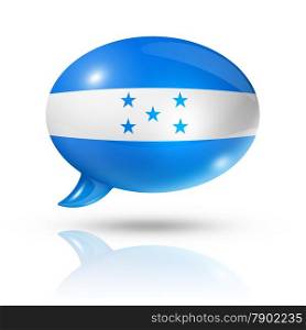 three dimensional Honduras flag in a speech bubble isolated on white with clipping path. Honduras flag speech bubble