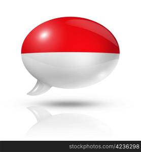 three dimensional Indonesia flag in a speech bubble isolated on white with clipping path. Indonesian flag speech bubble