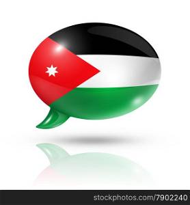 three dimensional Jordan flag in a speech bubble isolated on white with clipping path. Jordanian flag speech bubble