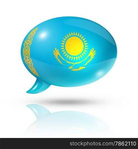 three dimensional Kazakhstan flag in a speech bubble isolated on white with clipping path. Kazakhstan flag speech bubble