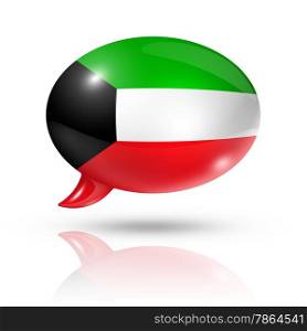 three dimensional Kuwait flag in a speech bubble isolated on white with clipping path. Kuwaiti flag speech bubble