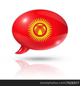 three dimensional Kyrgyzstan flag in a speech bubble isolated on white with clipping path. Kyrgyzstan flag speech bubble