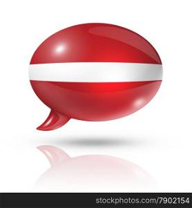 three dimensional Latvia flag in a speech bubble isolated on white with clipping path. Latvian flag speech bubble