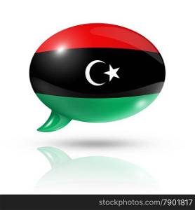 three dimensional Libya flag in a speech bubble isolated on white with clipping path. Libyan flag speech bubble