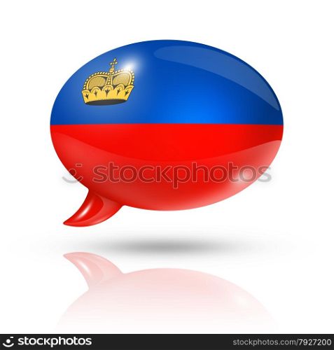 three dimensional Liechtenstein flag in a speech bubble isolated on white with clipping path. Liechtenstein flag speech bubble
