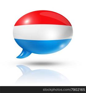 three dimensional Luxembourg flag in a speech bubble isolated on white with clipping path. Luxembourg flag speech bubble